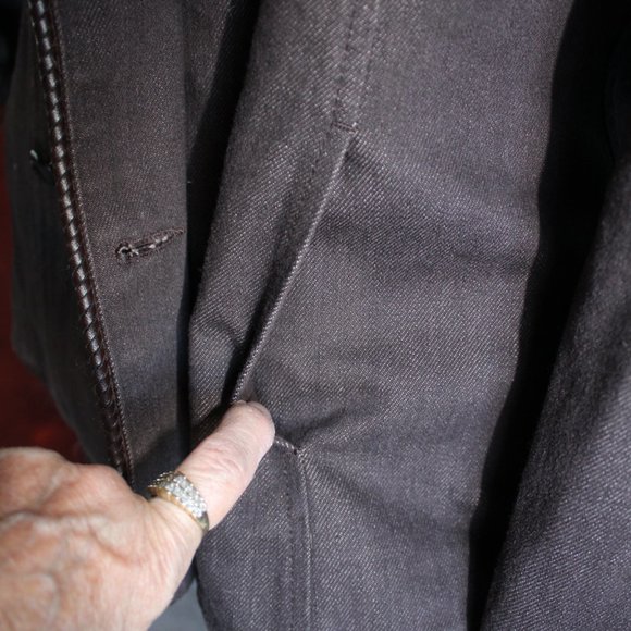 Giorgio Armani Women's Brown Wool Blend Double Breasted Leather Trim Jacket ~10~ - Picture 6 of 15